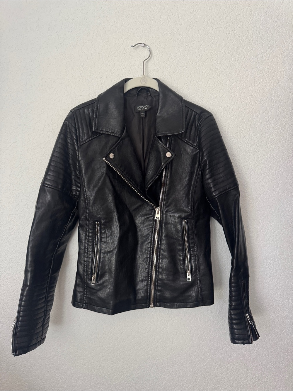 Topshop Black Faux Leather Moto Jacket